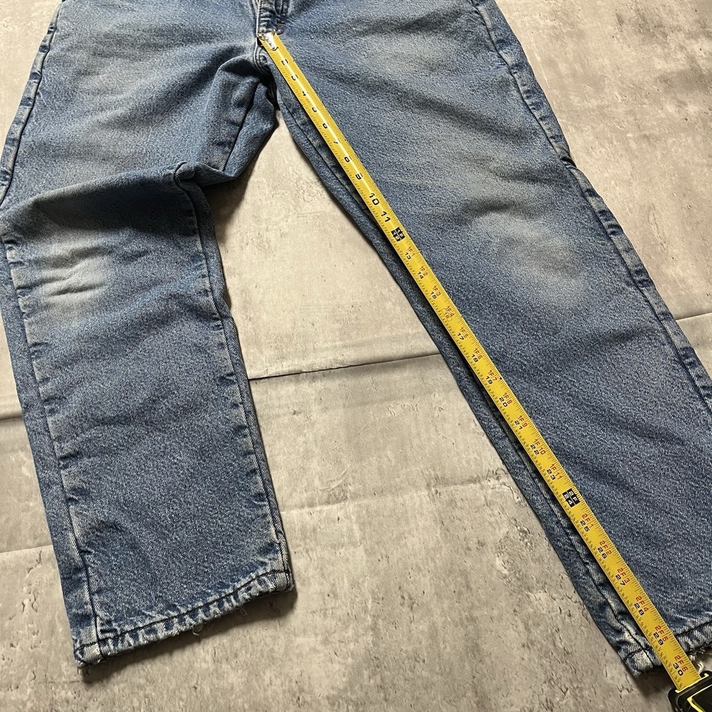 Vintage LL Bean Mens Red Plaid Flannel Jeans Size 32x30 Relaxed Fit USA Made - Picture 3 of 13